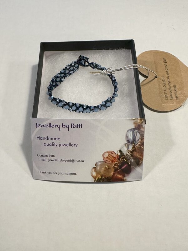 handmade women's bracelet with Swarovski crystals and Czech glass seed beads.